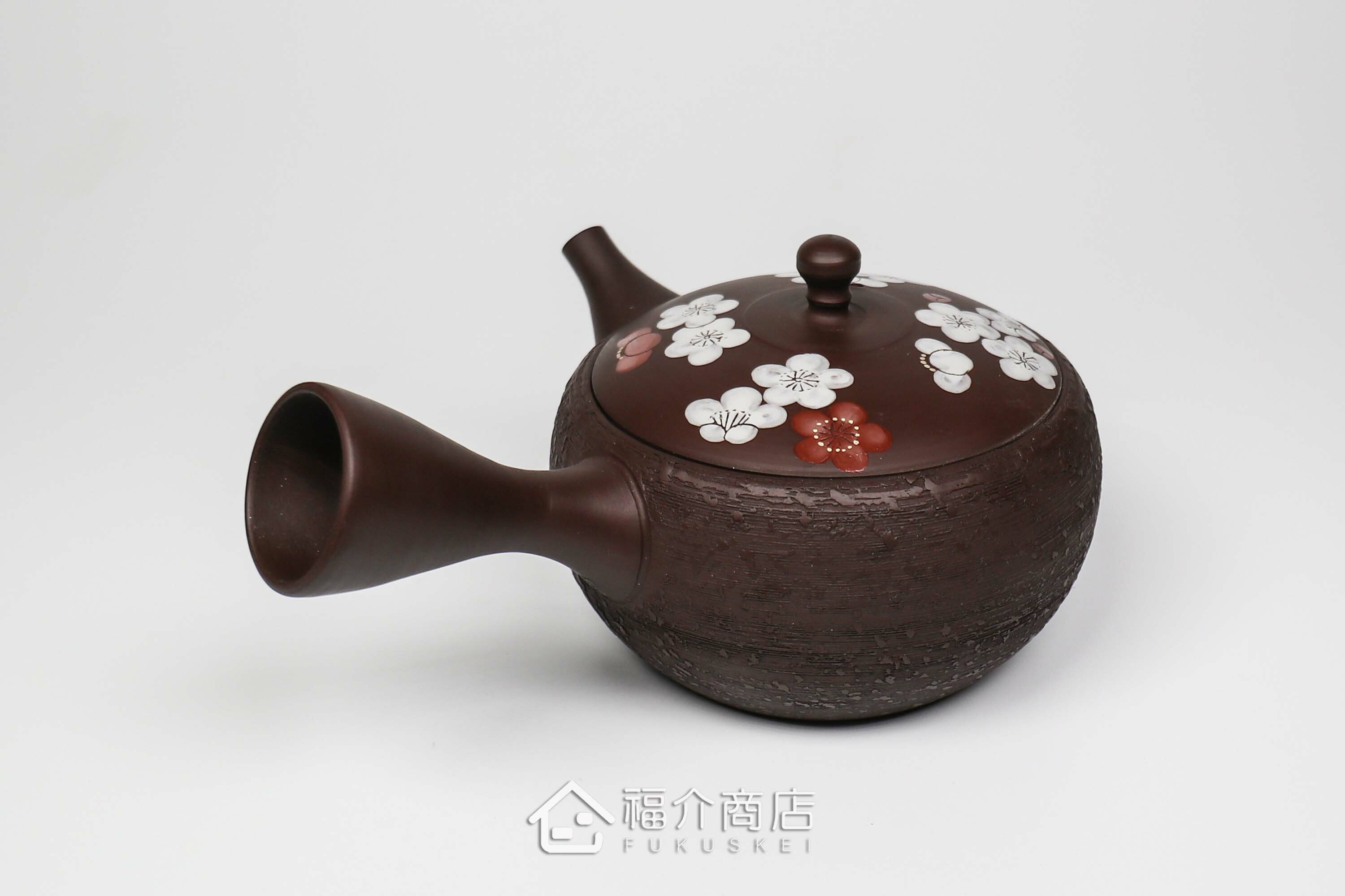泡茶用的270ml松皮紅白梅蓋造型陶壺