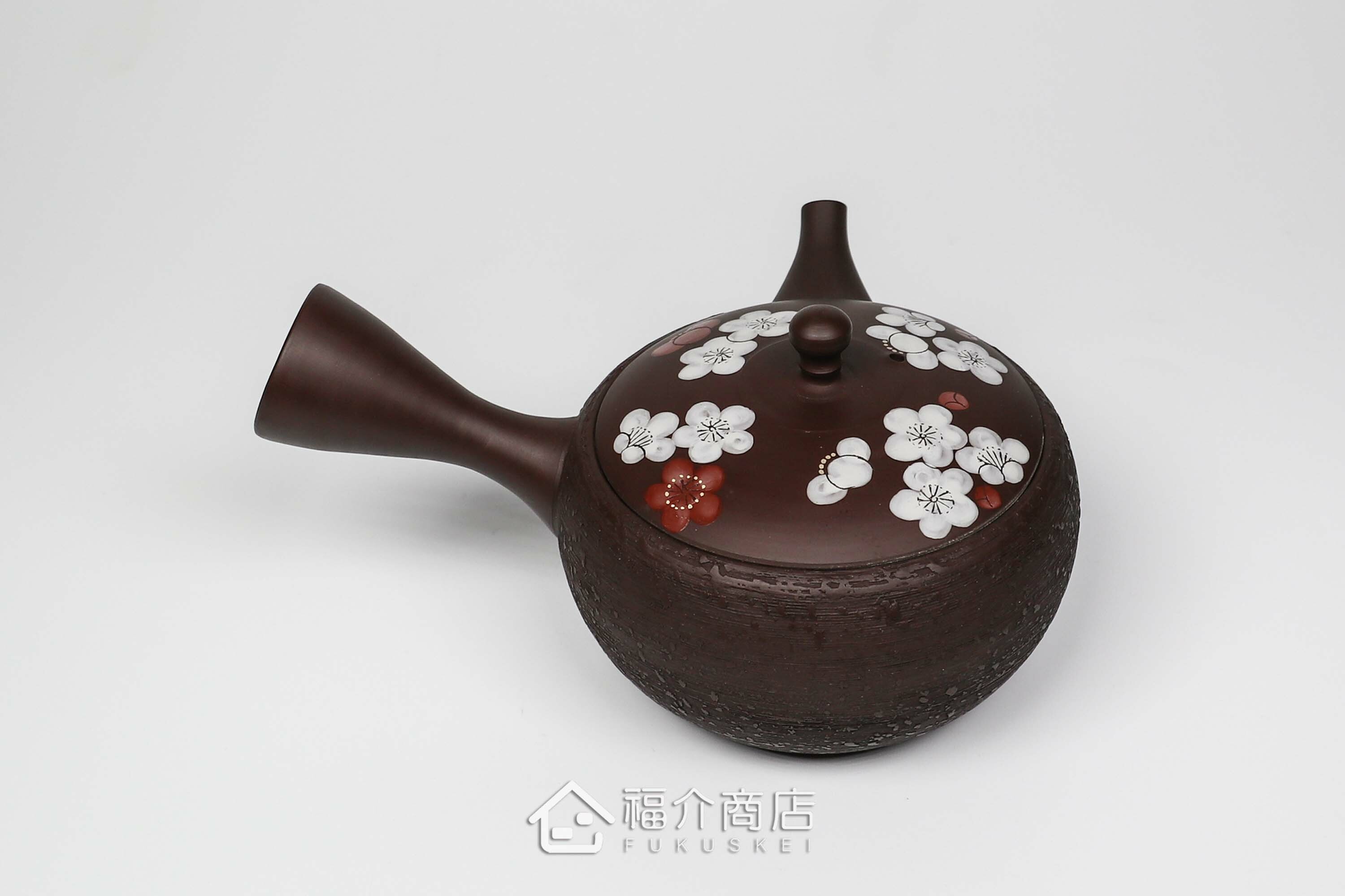 泡茶用的270ml松皮紅白梅蓋造型陶壺