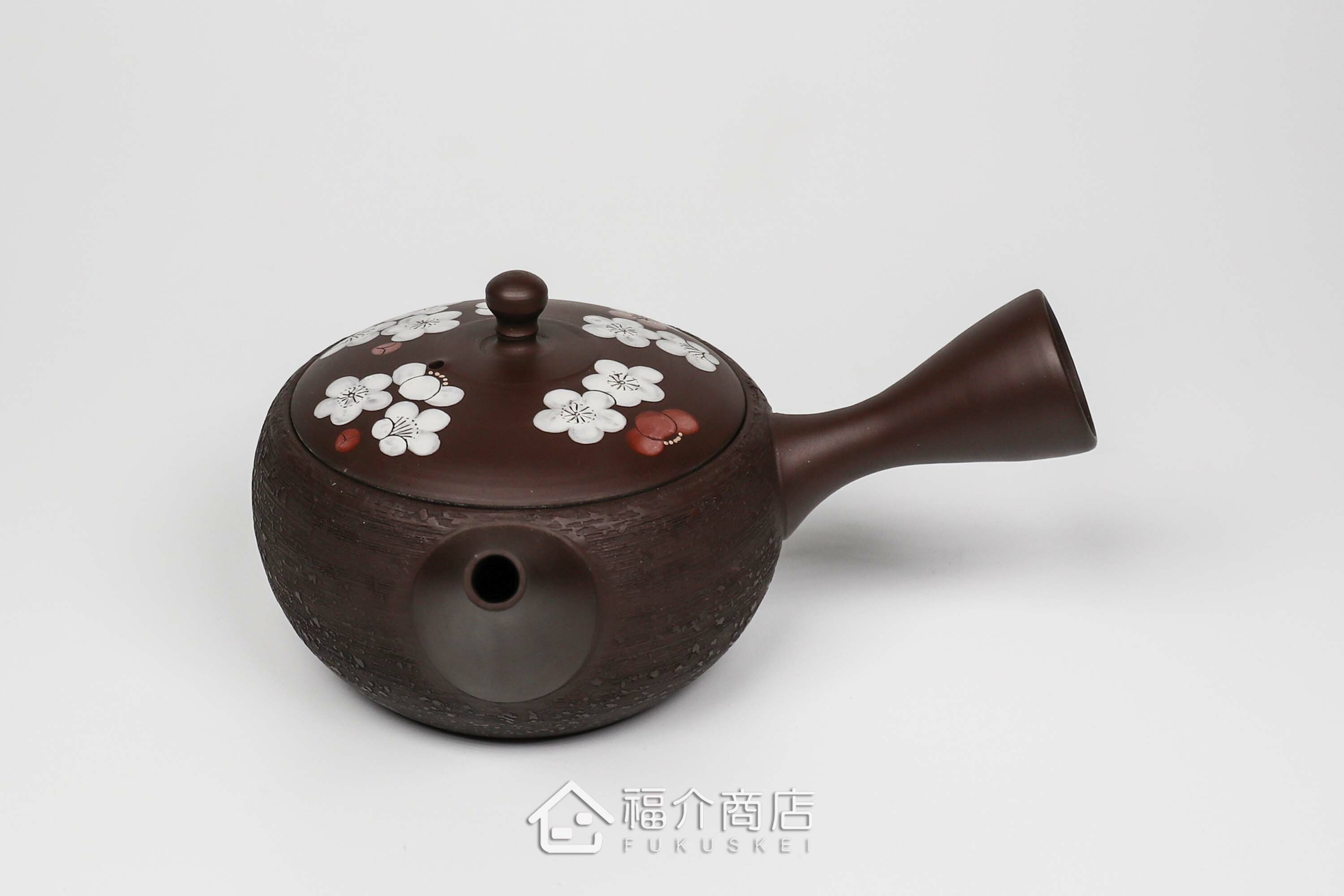泡茶用的270ml松皮紅白梅蓋造型陶壺