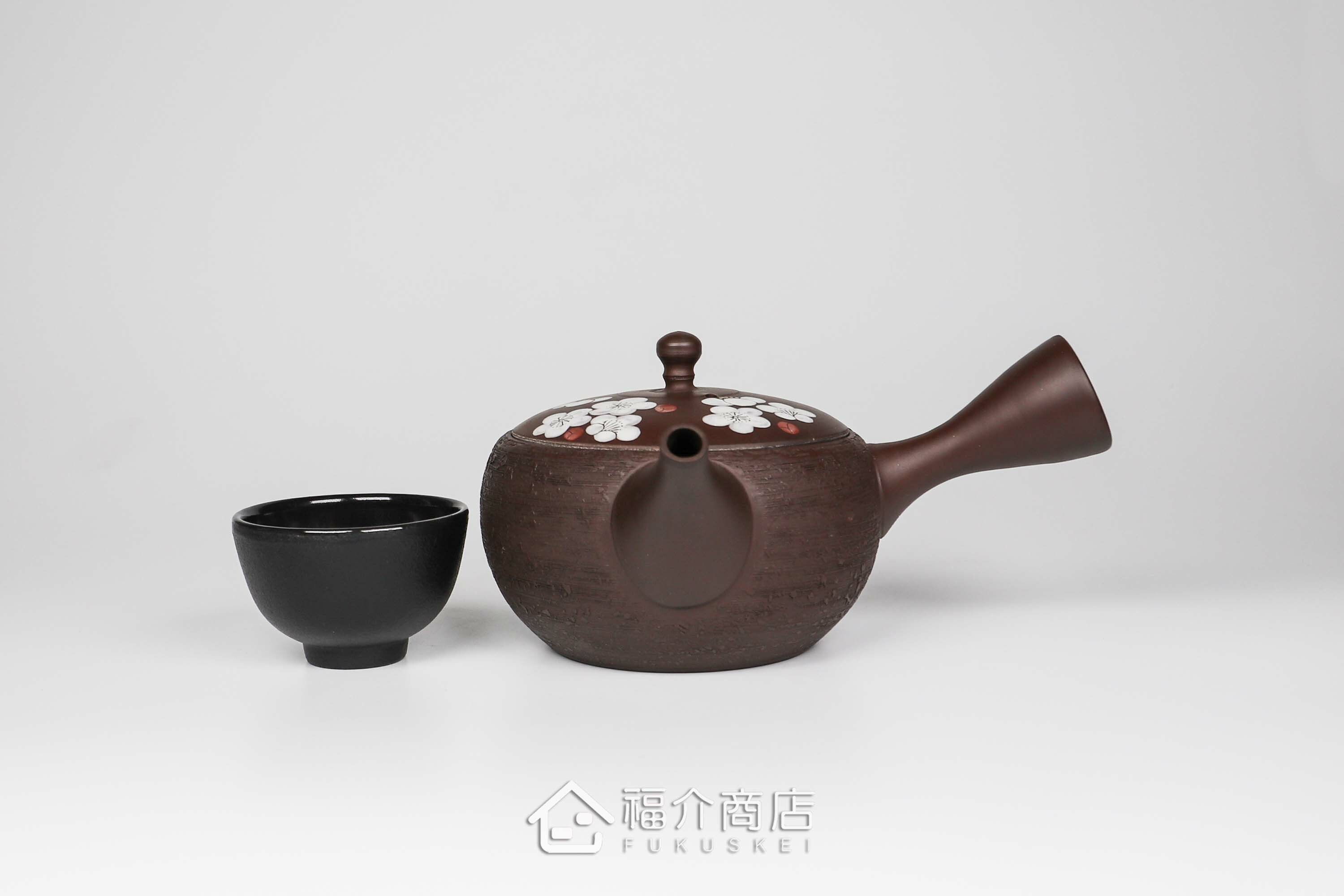 泡茶用的270ml松皮紅白梅蓋造型陶壺