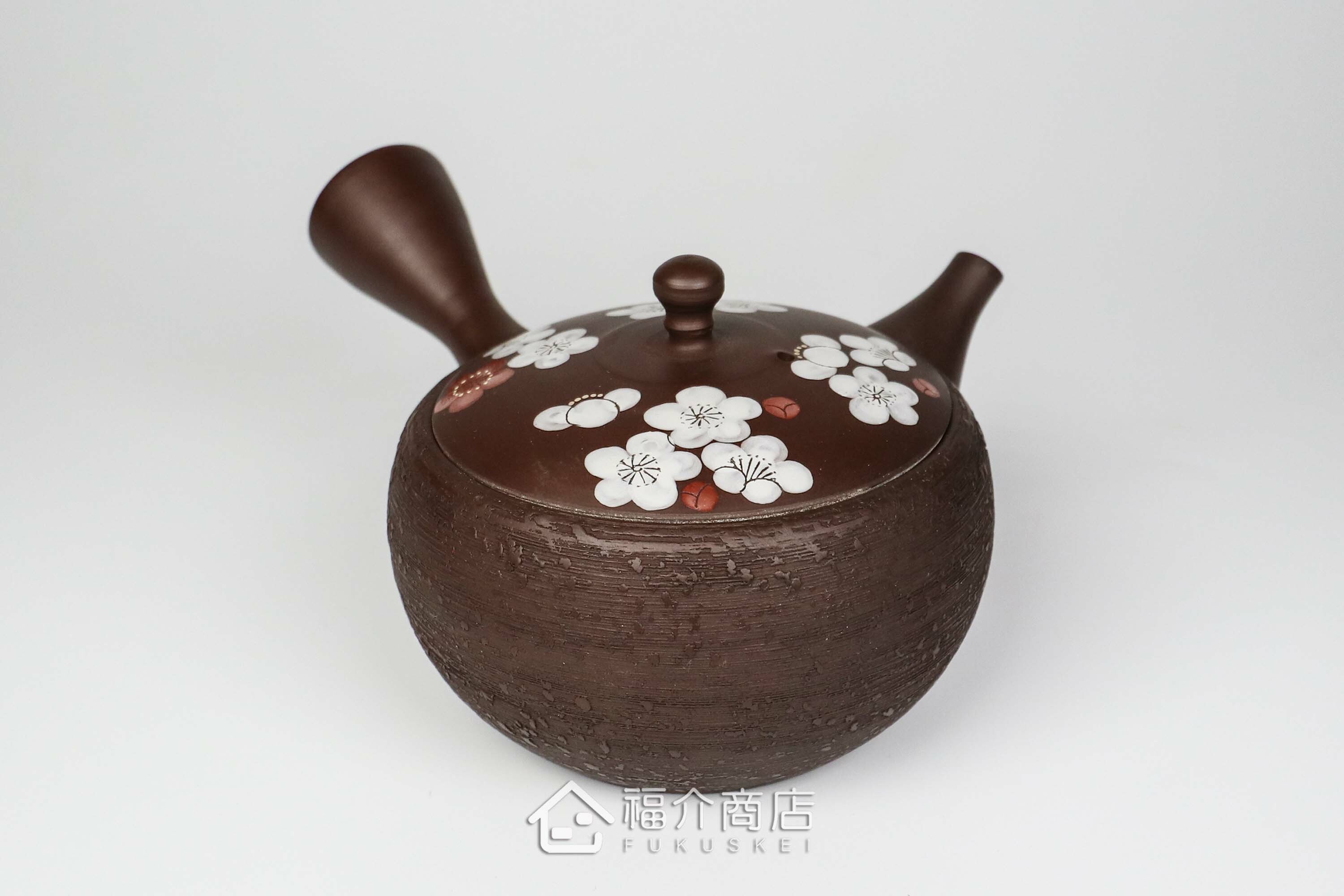 泡茶用的270ml松皮紅白梅蓋造型陶壺