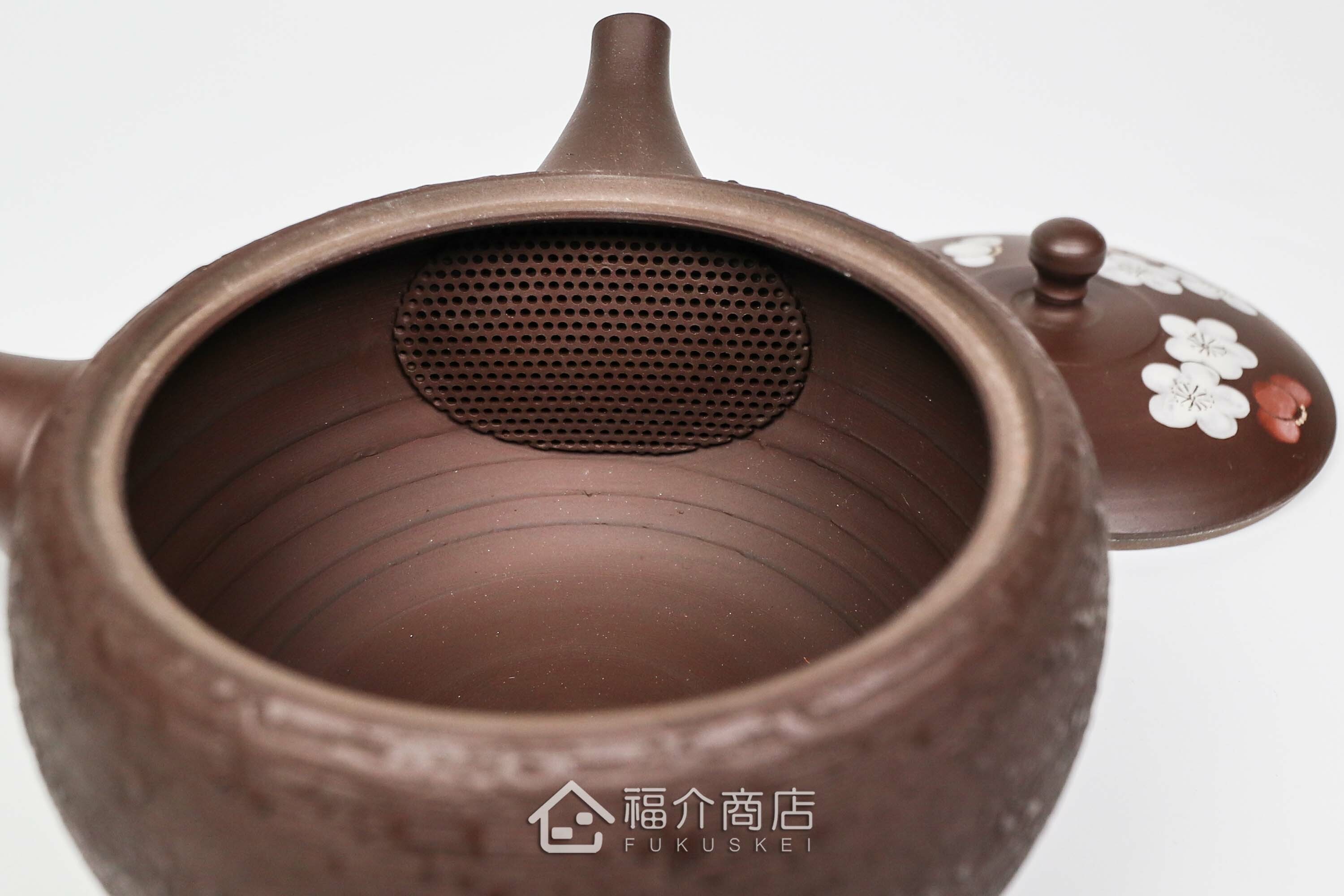 泡茶用的270ml松皮紅白梅蓋造型陶壺