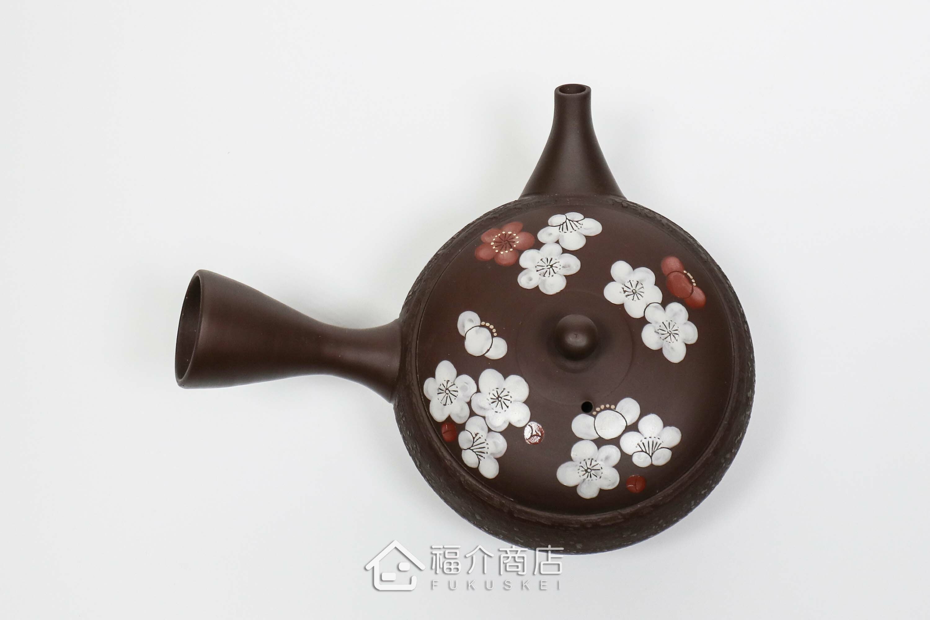 泡茶用的270ml松皮紅白梅蓋造型陶壺