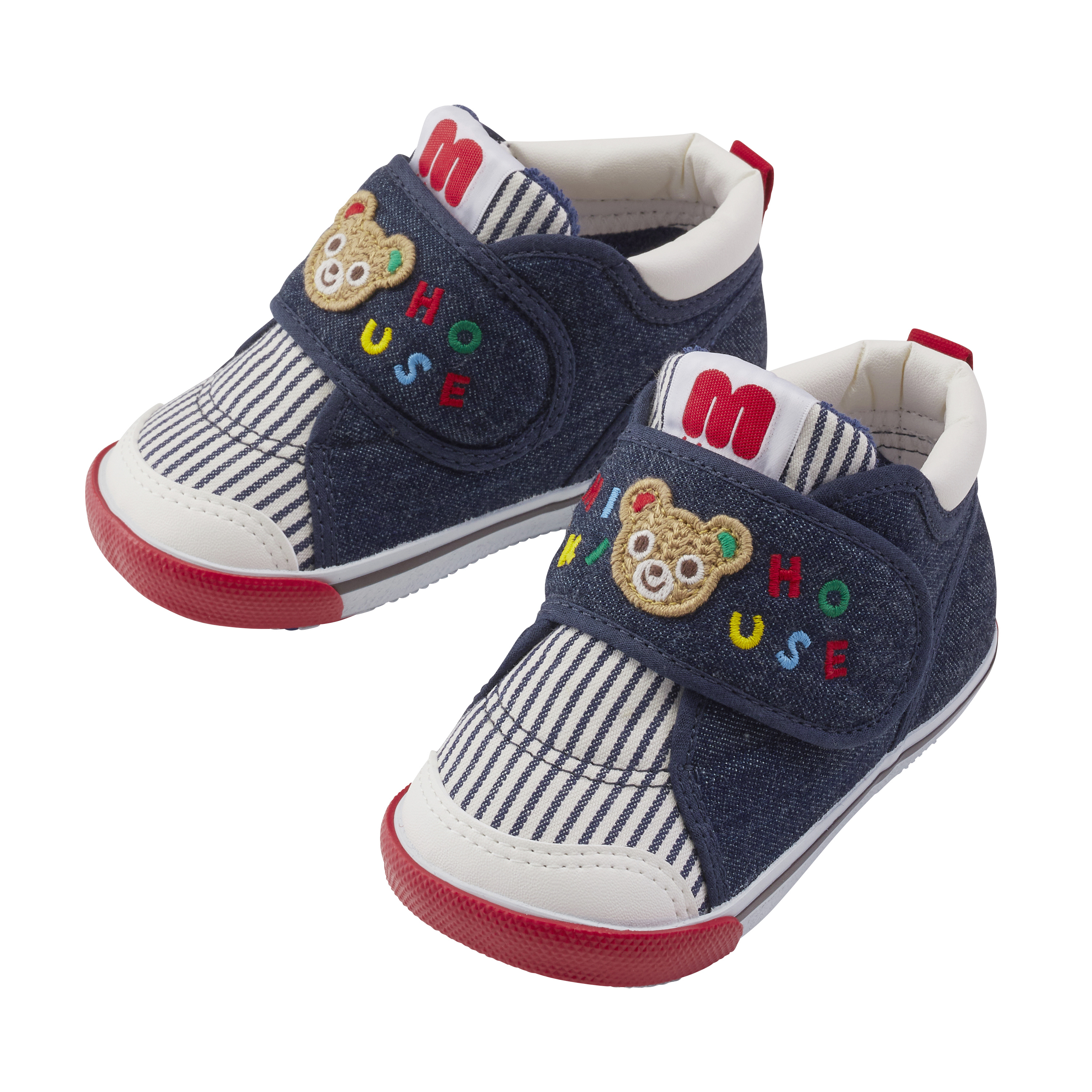 普奇熊刺繡二段鞋-靛藍