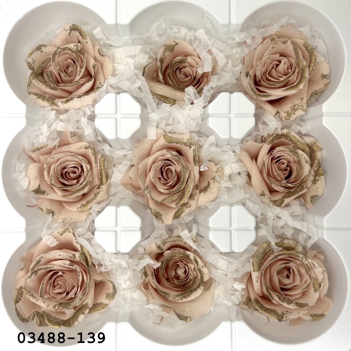 日本不凋中輪玫瑰(鑲金/9朵) 03488-139