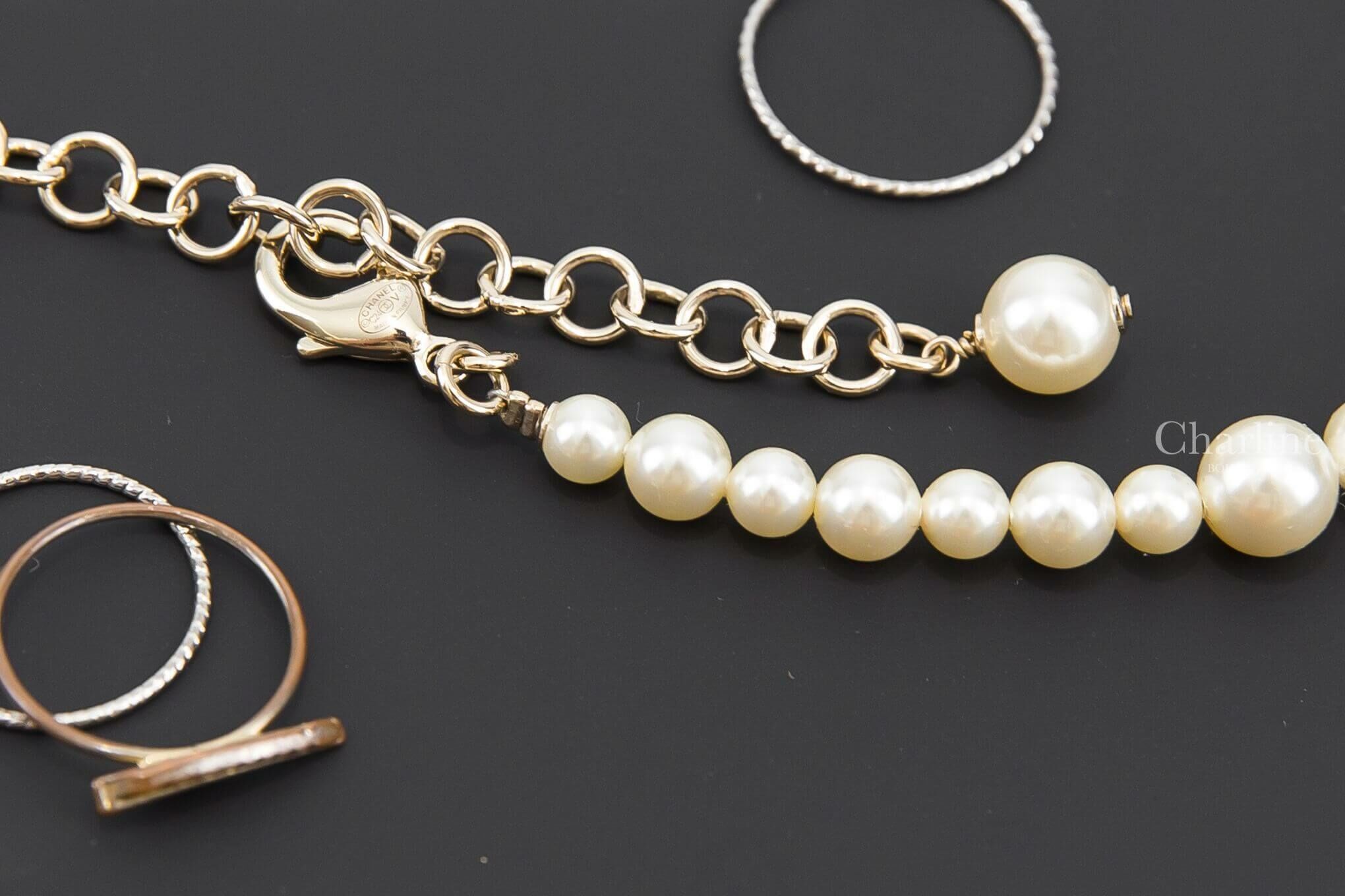 Chanel Necklace 金色水鑽星星大小珍珠CC垂墜項練-Charline