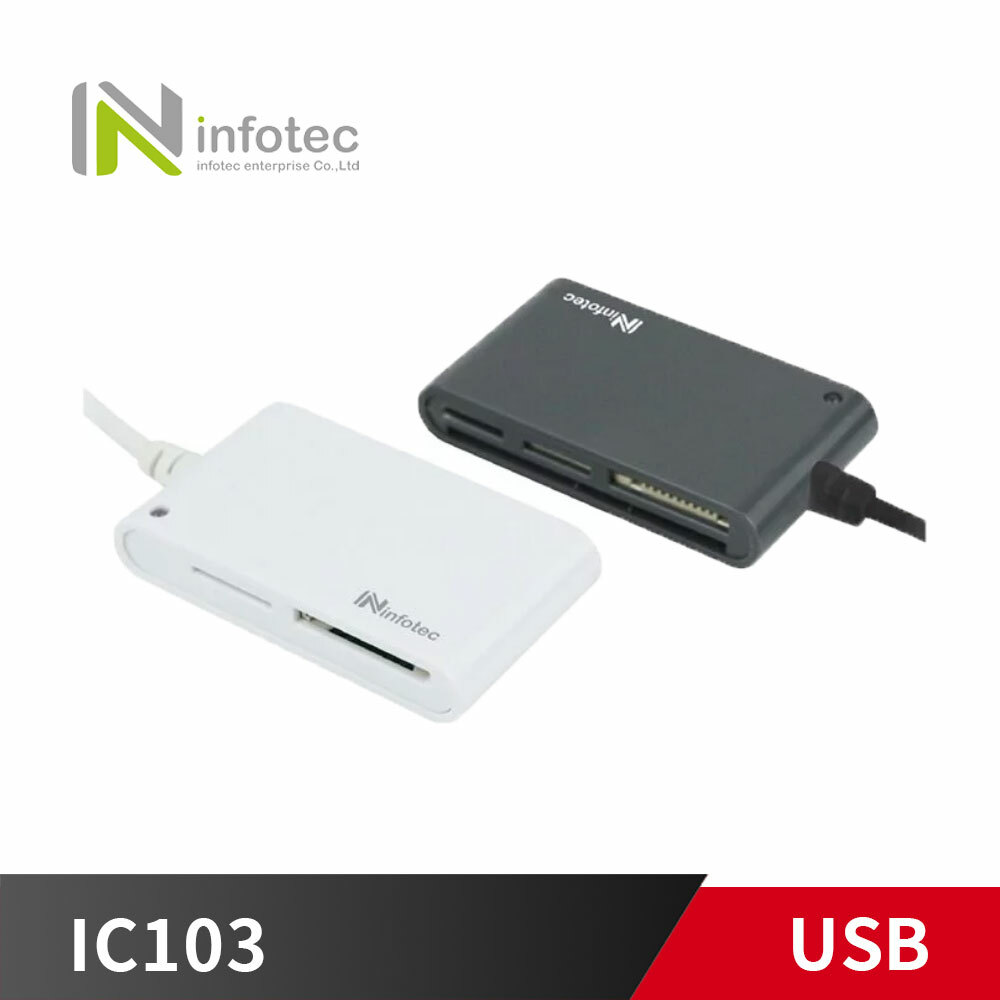 【報稅神器】infotec 英富達 IC103 ATM多合一記憶卡晶片讀卡機 (鐵灰/白色)