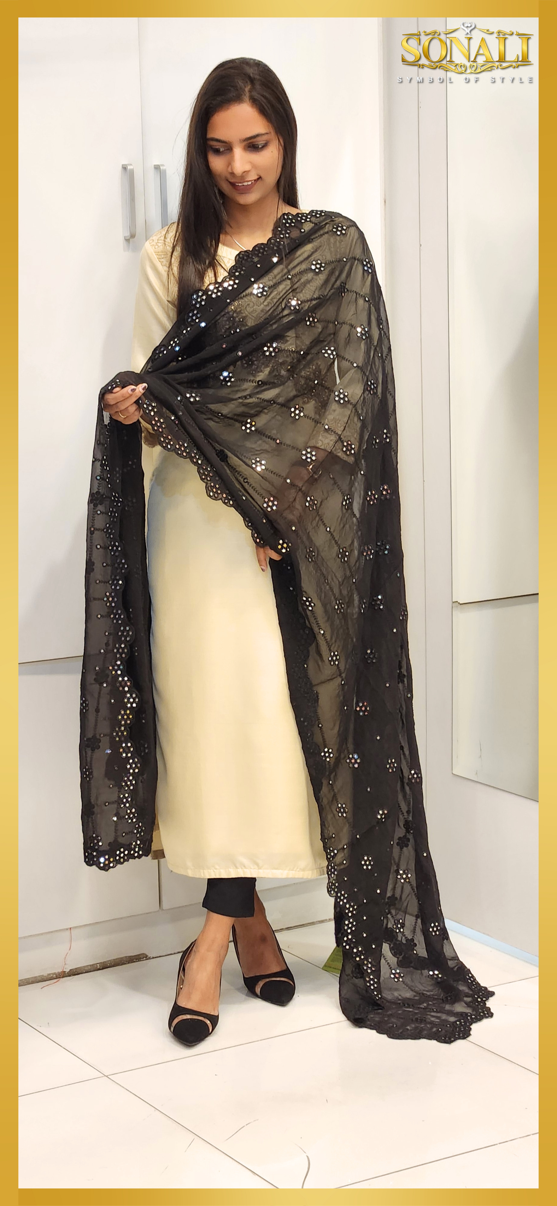 Sonali Premier Quality Women's Shawls Mirror Work Dupattas - Color Refer Image