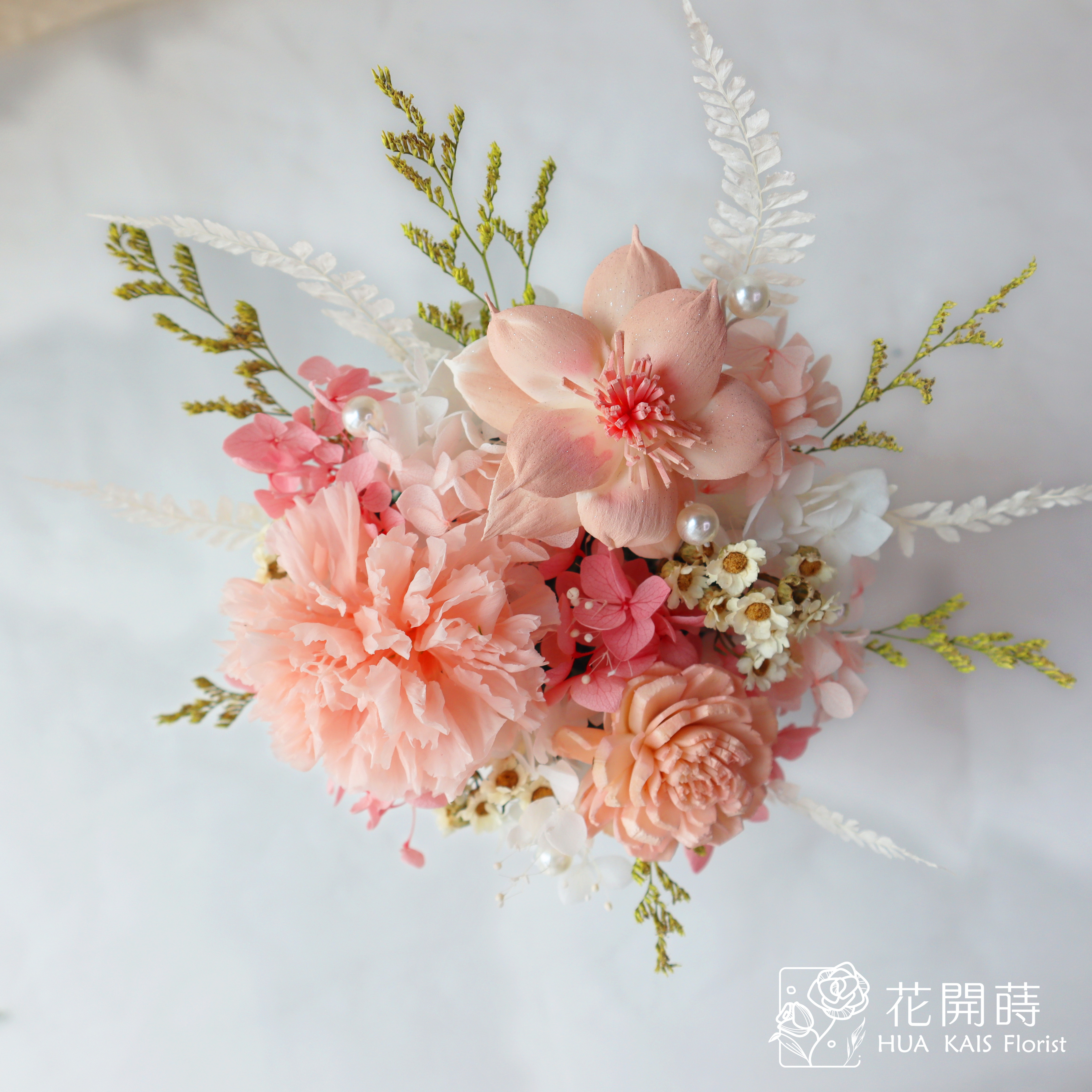 永生康乃馨小桌花|粉嫩珍珠|母親節盆栽|生日禮物|母親節盆花|母親節花禮|小資花禮|康乃馨花禮|永生康乃馨