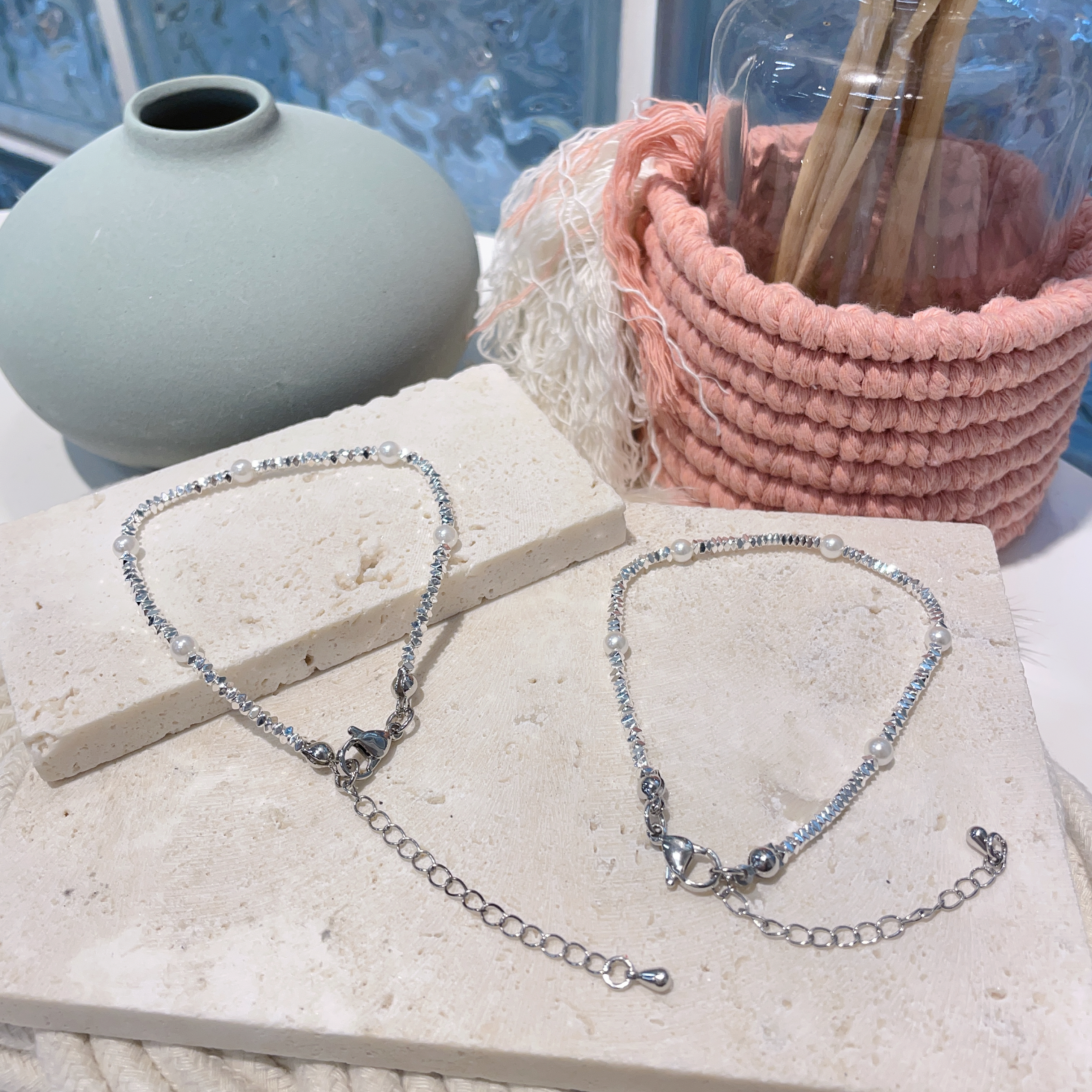 黑膽石小貝珠手鏈