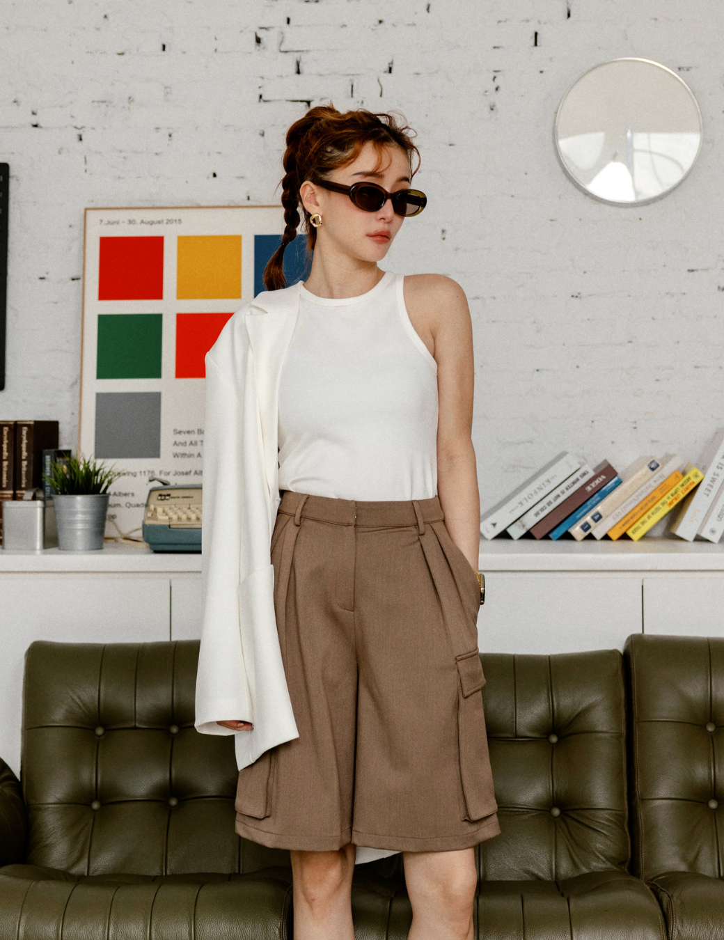 簡約削肩挖背背心（白色/3尺寸）