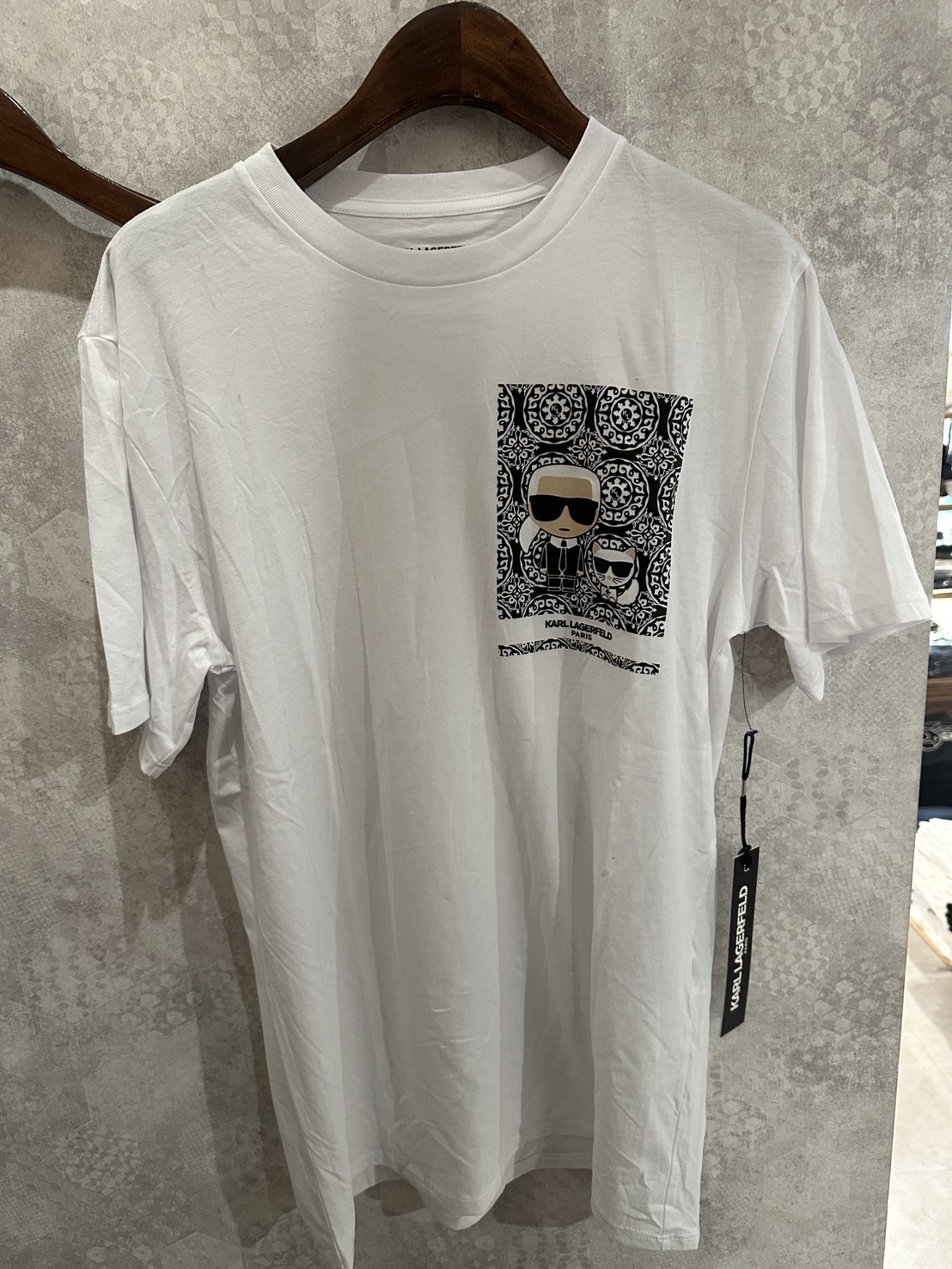 Karl Lagerfeld 卡爾 方塊圖騰卡爾貓咪 短袖上衣 短T