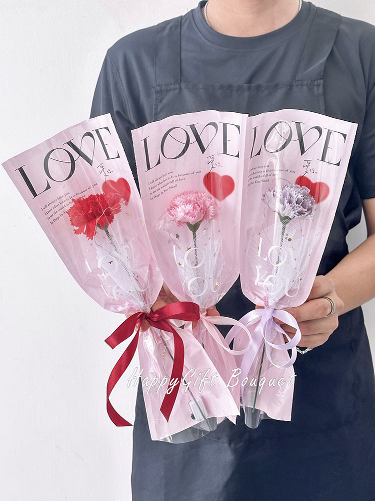 單朵康乃馨香皂花花束,Single carnation soap flower bouquet