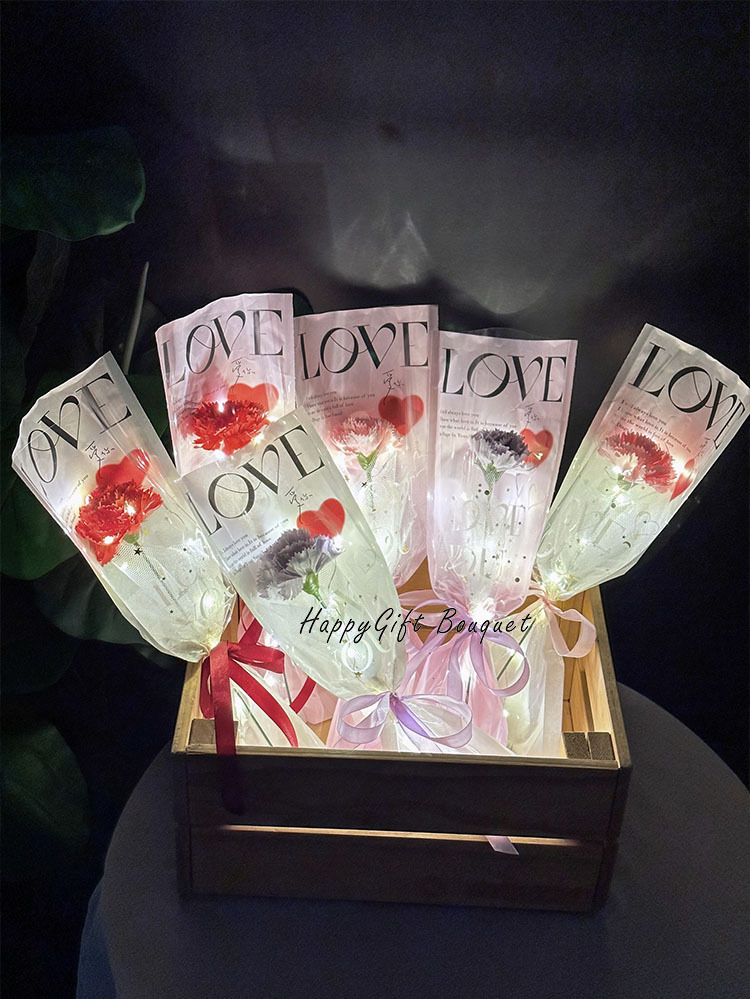 單朵康乃馨香皂花花束,Single carnation soap flower bouquet