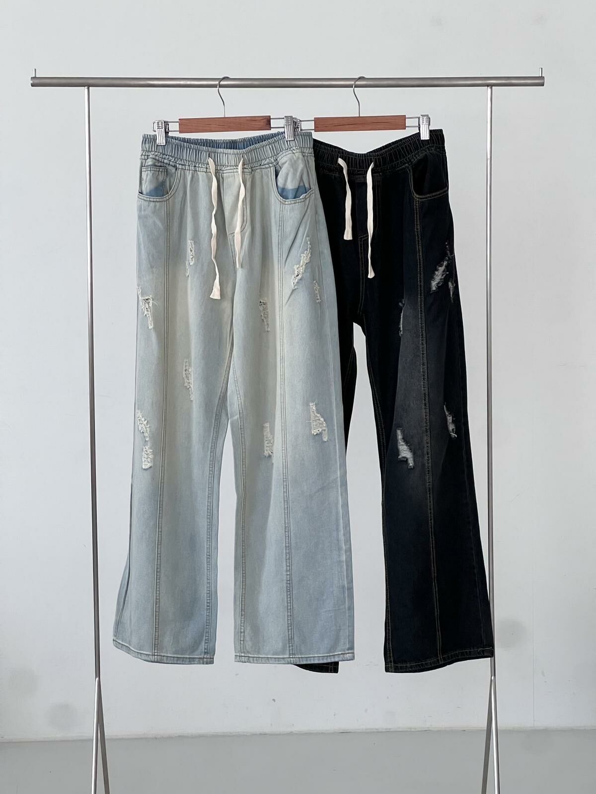 洗水破洞鬆身牛仔褲 P2751