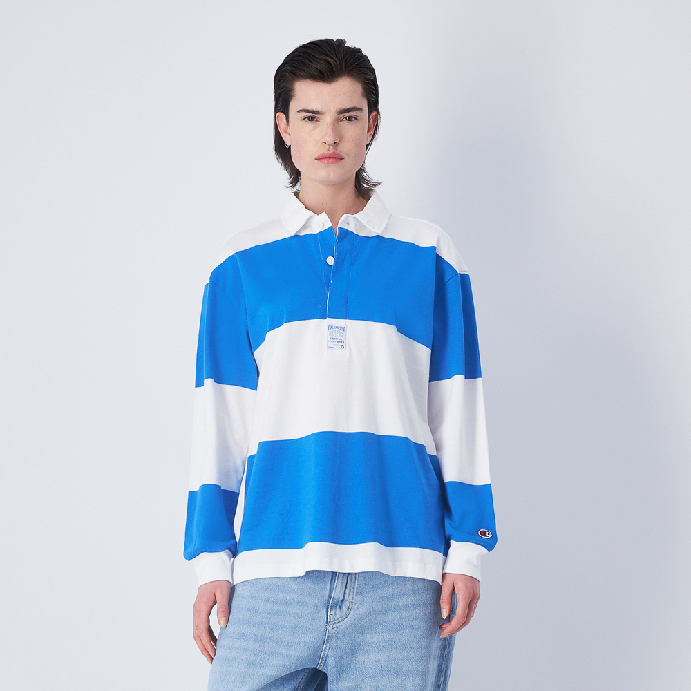 女款-ROCHESTER 條紋長袖POLO衫-藍色（117205-WW006）