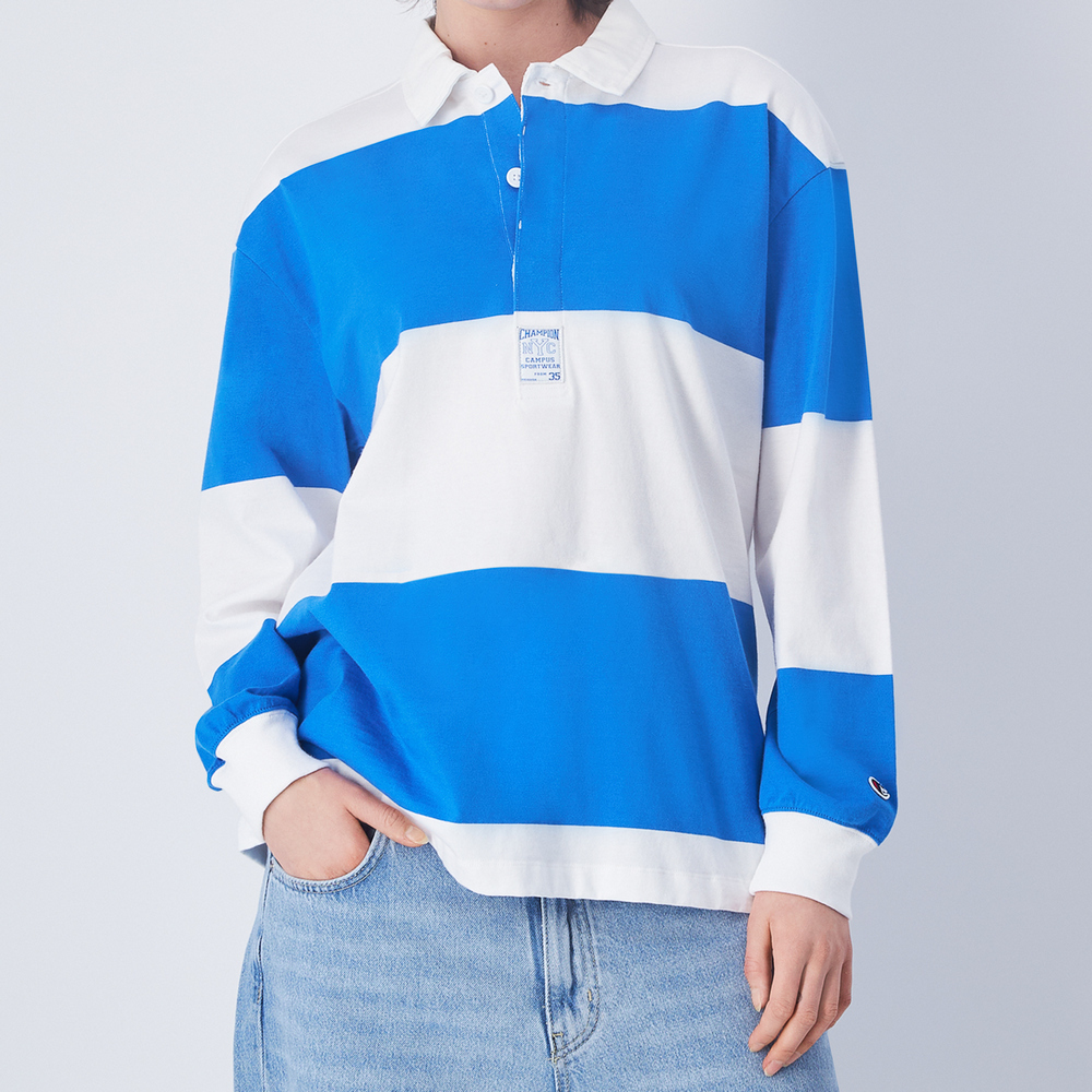 女款-ROCHESTER 條紋長袖POLO衫-藍色（117205-WW006）