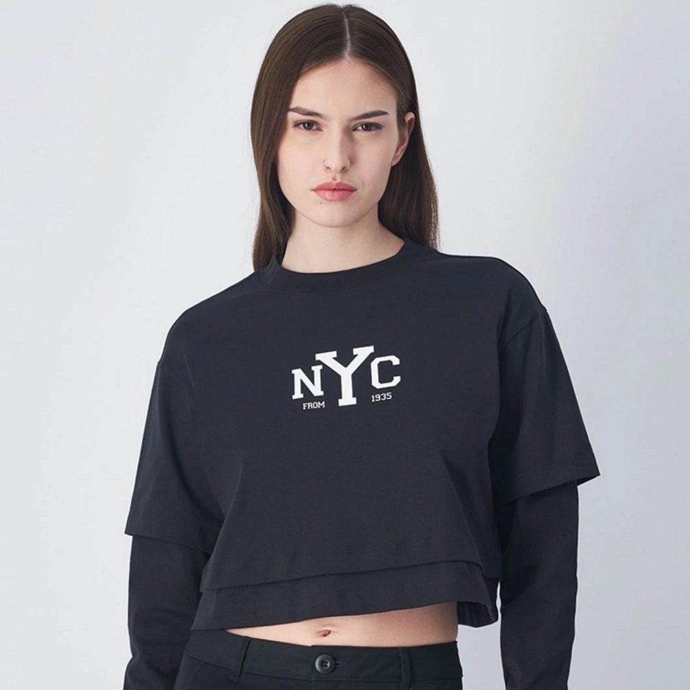 女款-NYC短版寬鬆上衣-黑色（117206-ES510）