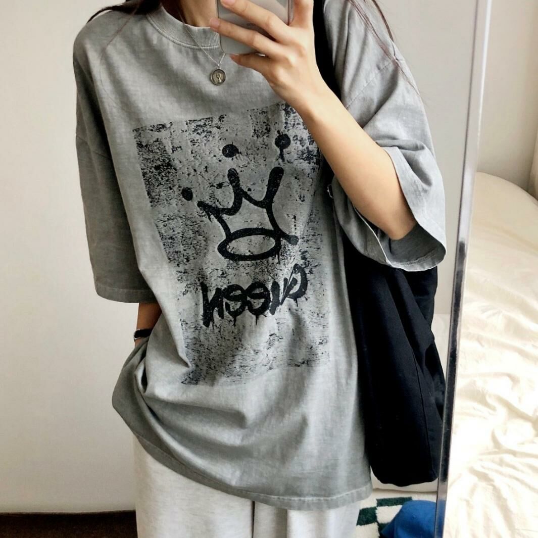 皇冠圖案英文字短袖Tee T5353