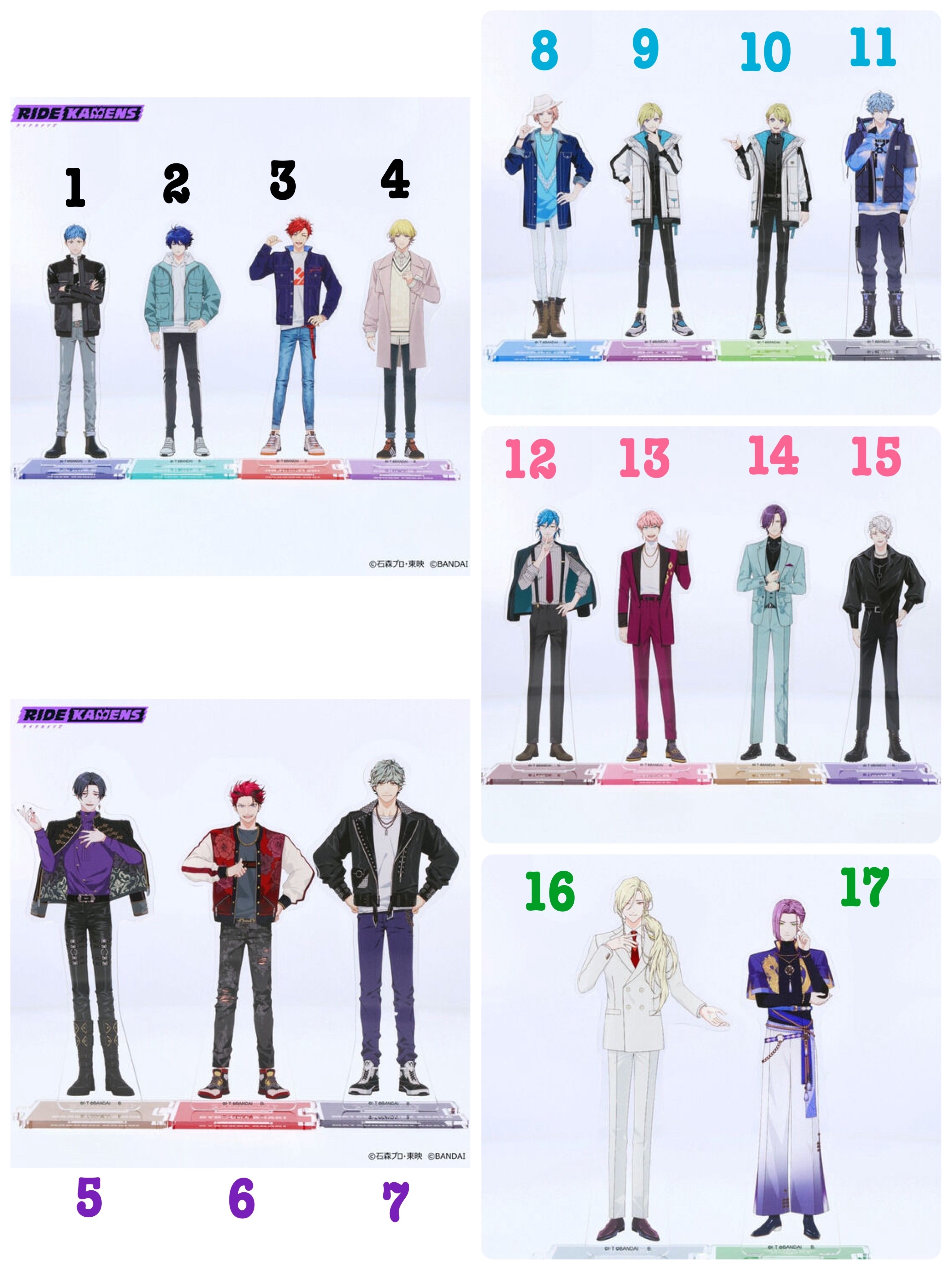 Pbandai 預訂2024/5月 ライドカメンズ　つながるアクリルスタンド　私服Ver.(全17種)