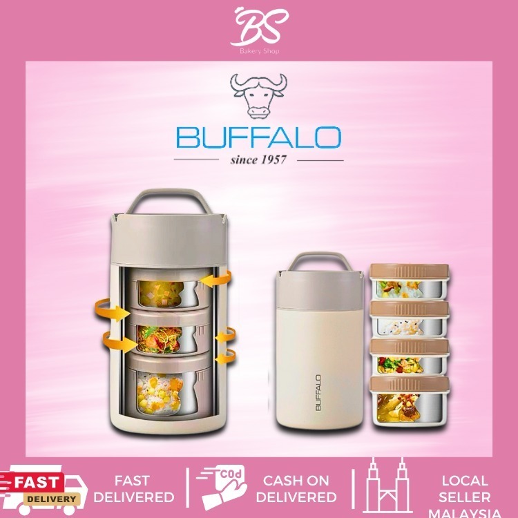 BUFFALO 2.4L Vacuum Food Jar SUS316 with 4 Containers Keep Warm Food Container