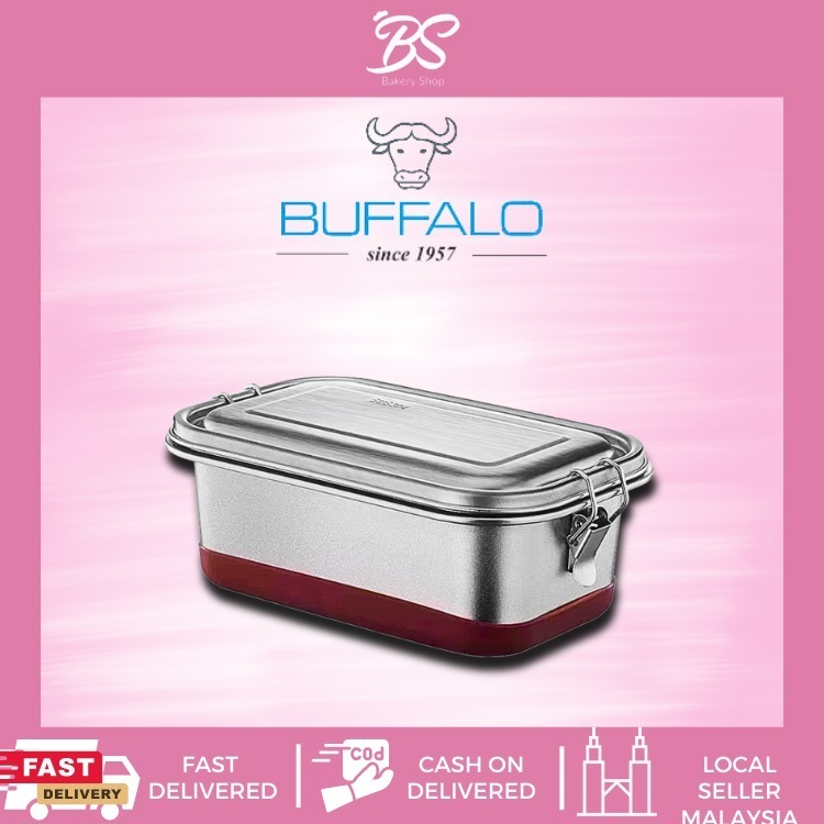 BUFFALO Double Layer Lunch Box Stainless Steel 304 With Silicone Pad Bottom (1450ml+450ml)