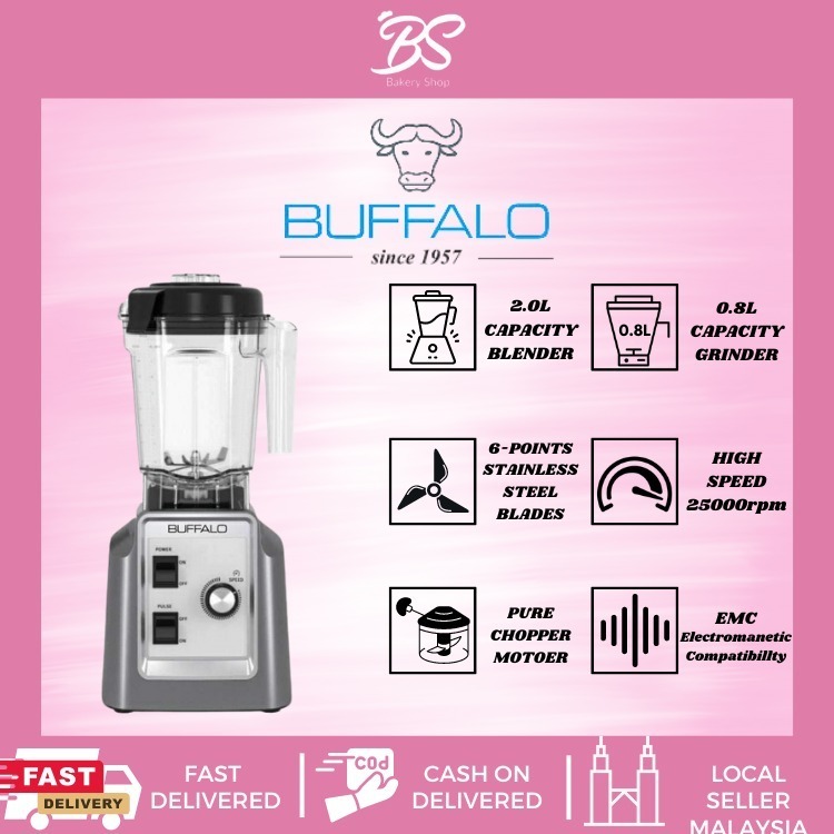 BUFFALO Power Blender (2L+0.8L) Juice Blender Powder Grinder With 2 Jugs | 1 Year Warranty