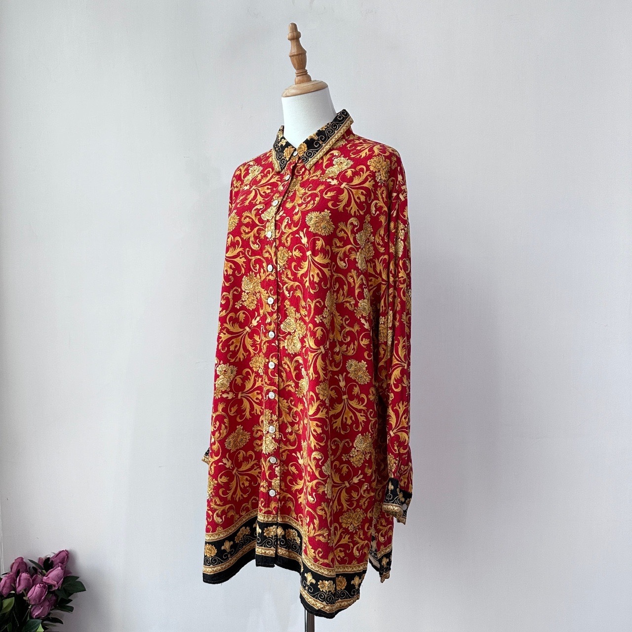 紅色華麗巴洛克風古著上衣