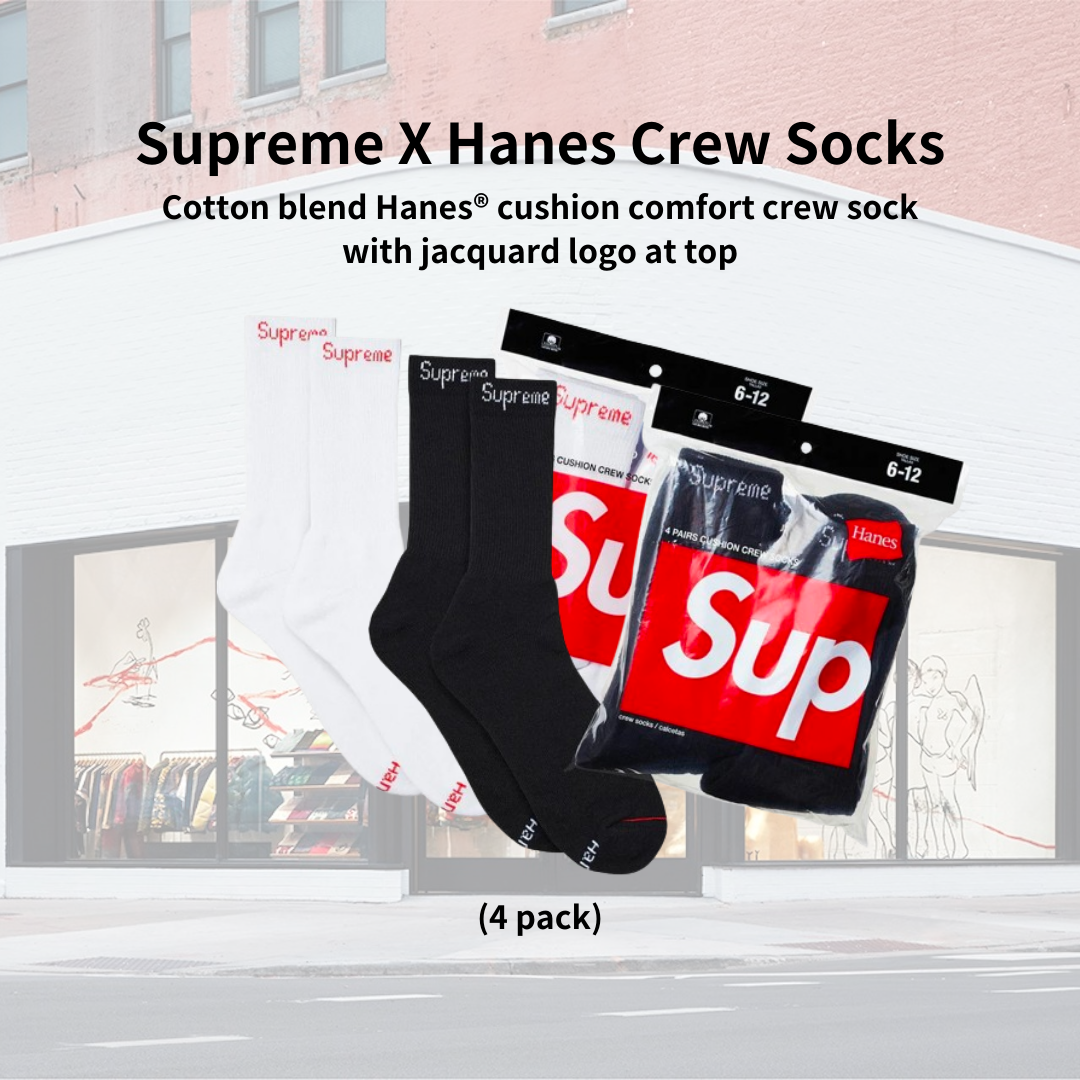 Supreme x Hanes Crew Socks 襪子 四件組