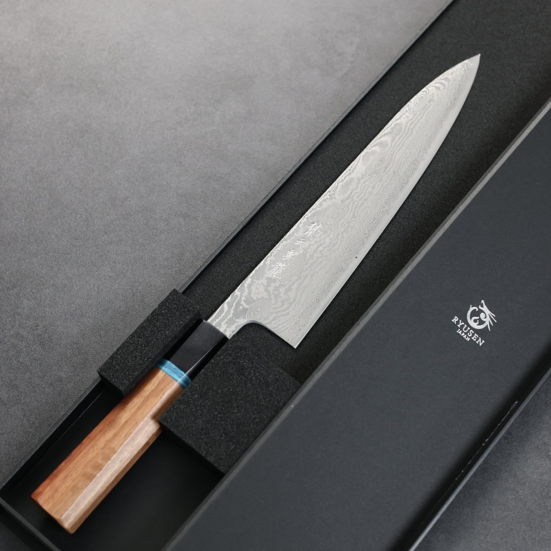 龍泉刃物 梵天雲龍 改 牛刀 210mm VG10 63層鎳染大馬士革/本鍛造