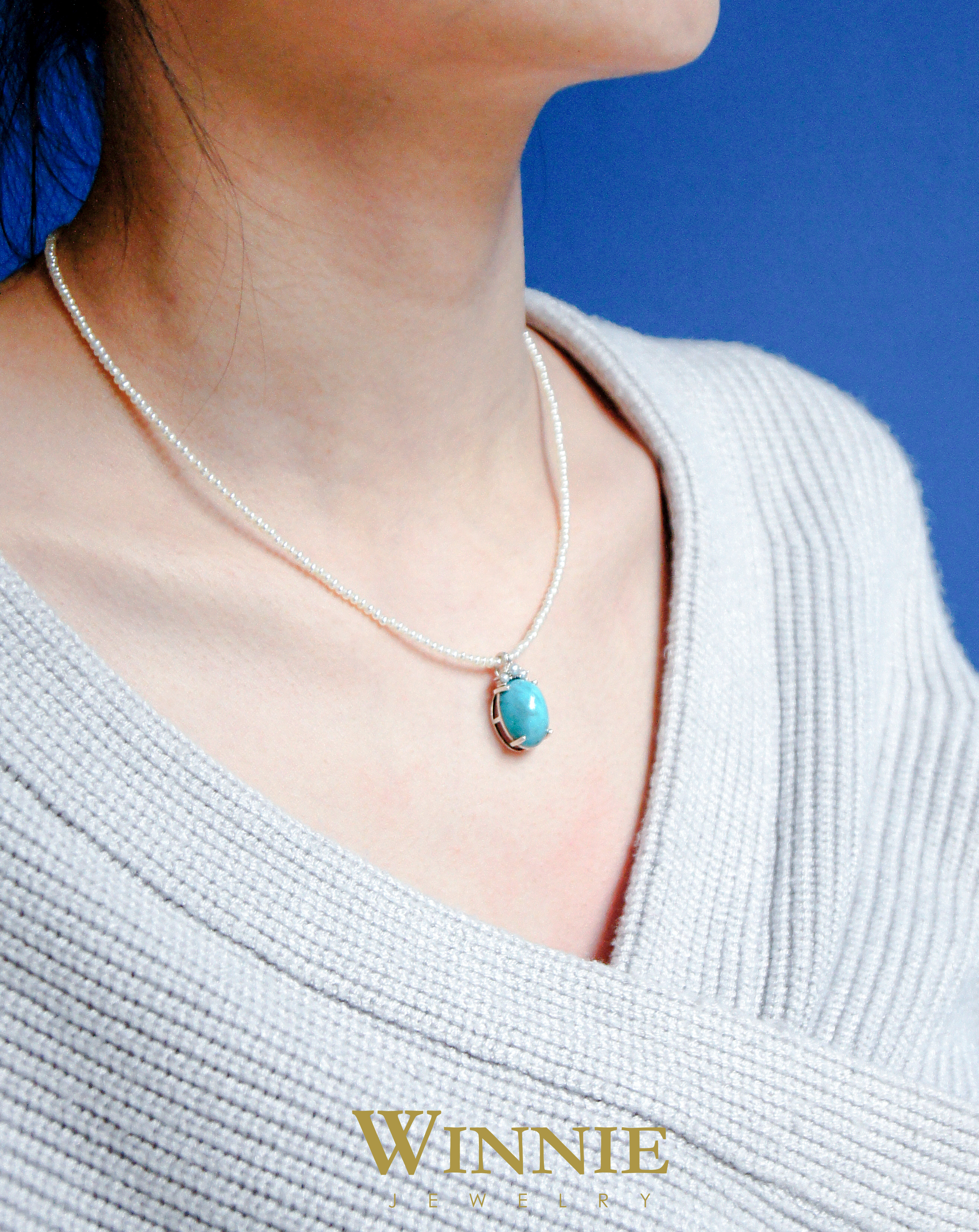 綠松石花邊胸墜