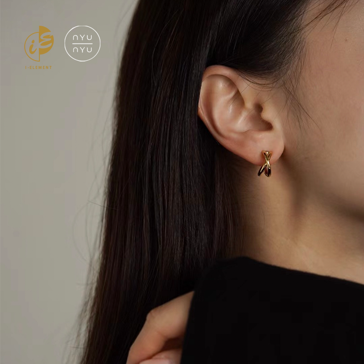 🇰🇷 Nyunyu 簡約金屬交錯環形耳環