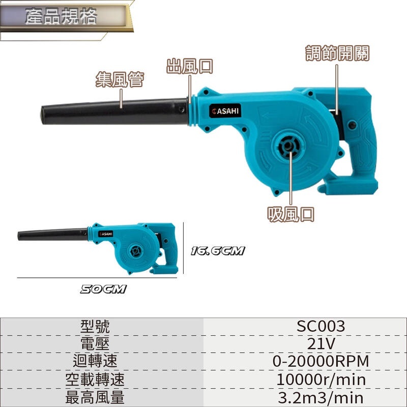 附發票｜SC003鋰電兩用無刷吹風機｜ 鼓風機 吹吸兩用 吹葉機 吹塵機 工業鼓風機 電動