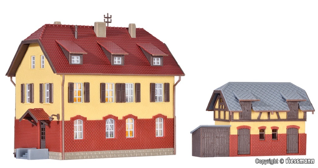 Kibri 37112 N scale Railwayman´s house with annexe incl. house illumination starter set