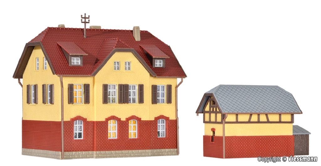 Kibri 37112 N scale Railwayman´s house with annexe incl. house illumination starter set