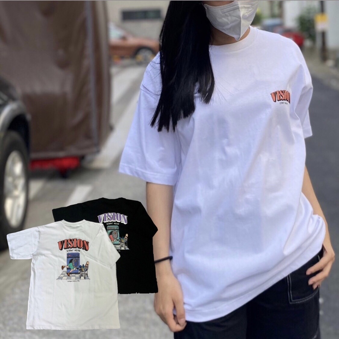Vision Street Wear 洗衣機印花短袖T恤 3505043-101