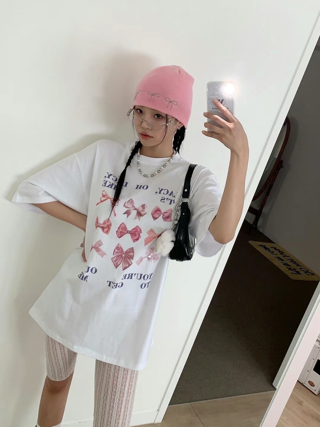 【優惠現貨】韓國多款蝴蝶結OVERSIZE TEE（2色）