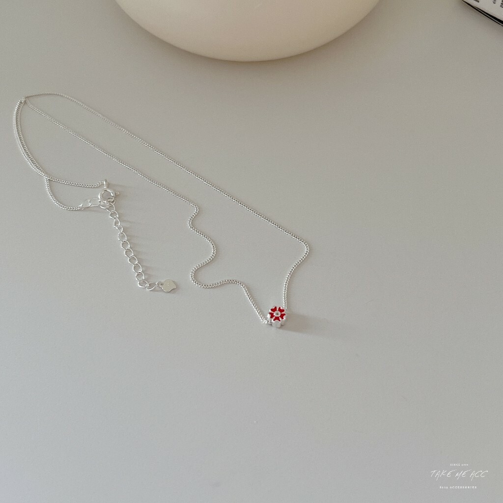 紅藍小花｜純銀項鍊