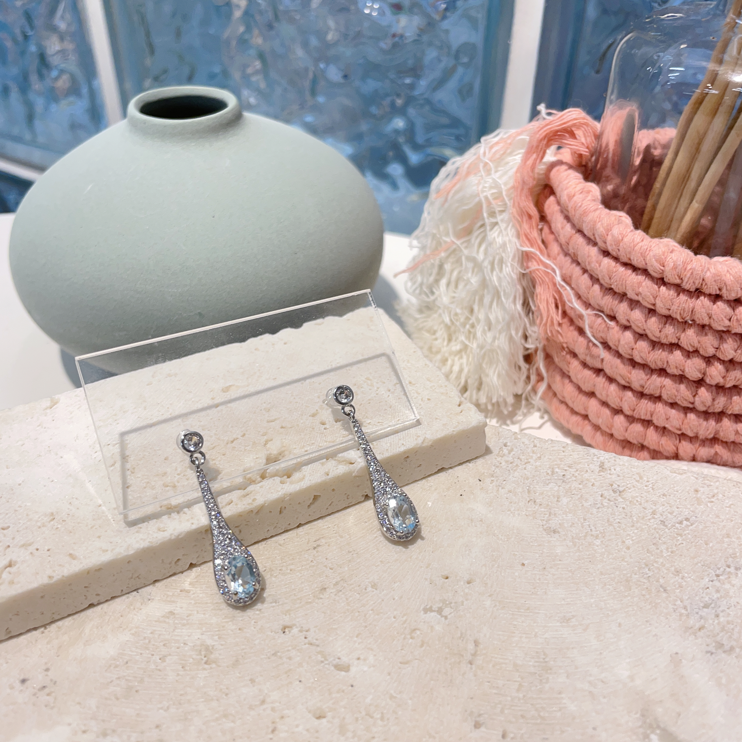 托帕石水滴耳環