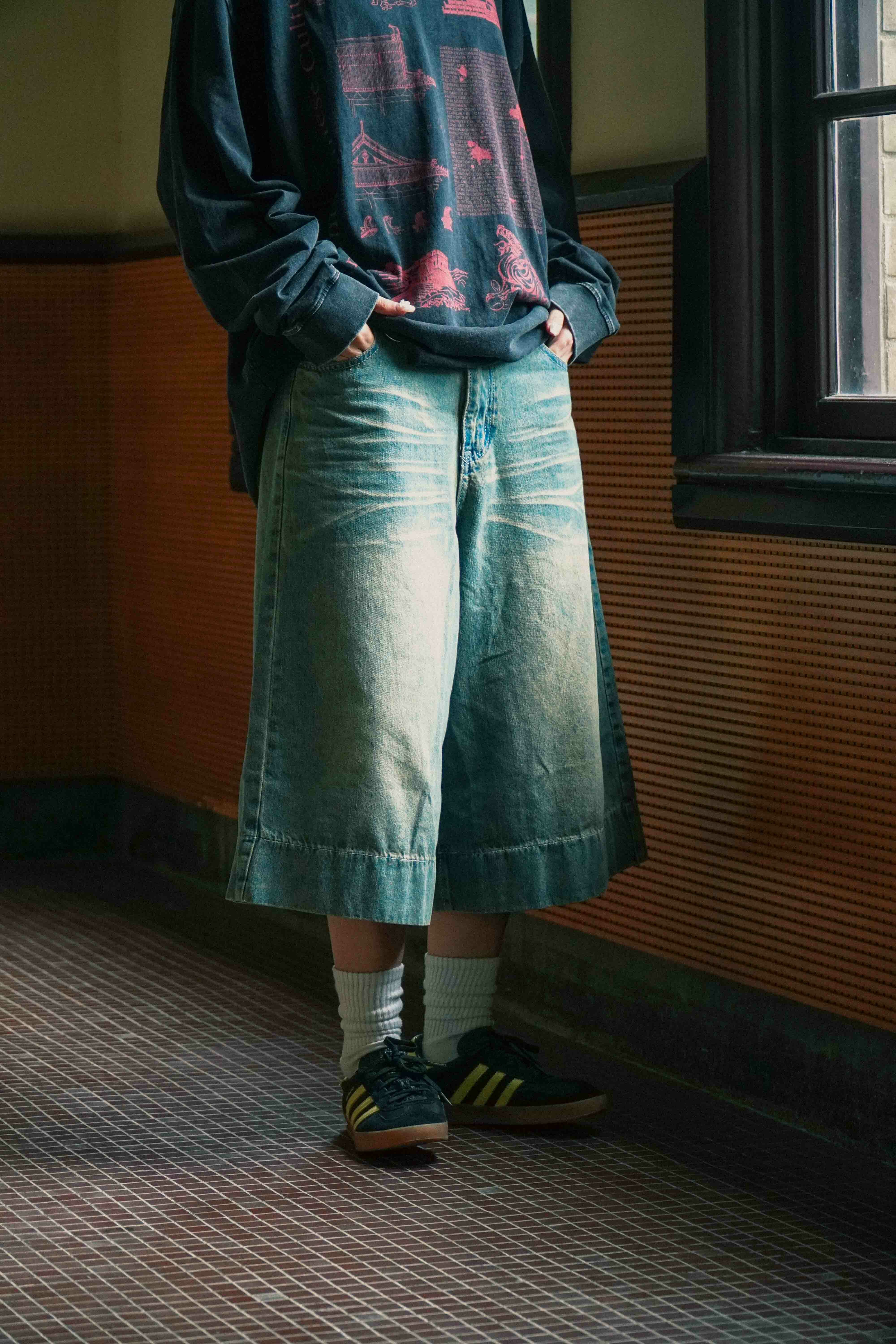 『Always_Good』水洗 做舊 刷白 牛仔 七分 短褲