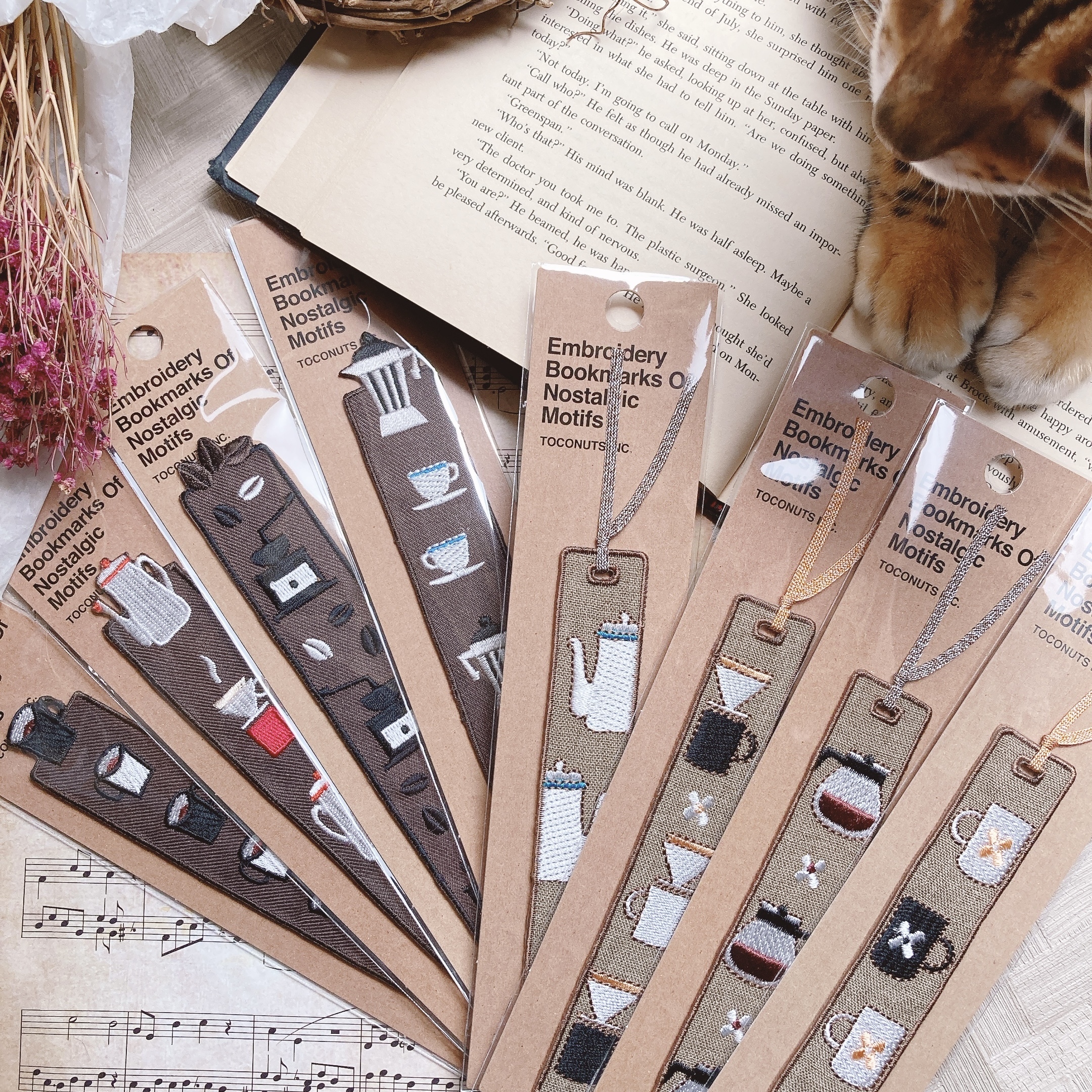TOCONUTS｜咖啡系列  刺繡書籤（多款可選）