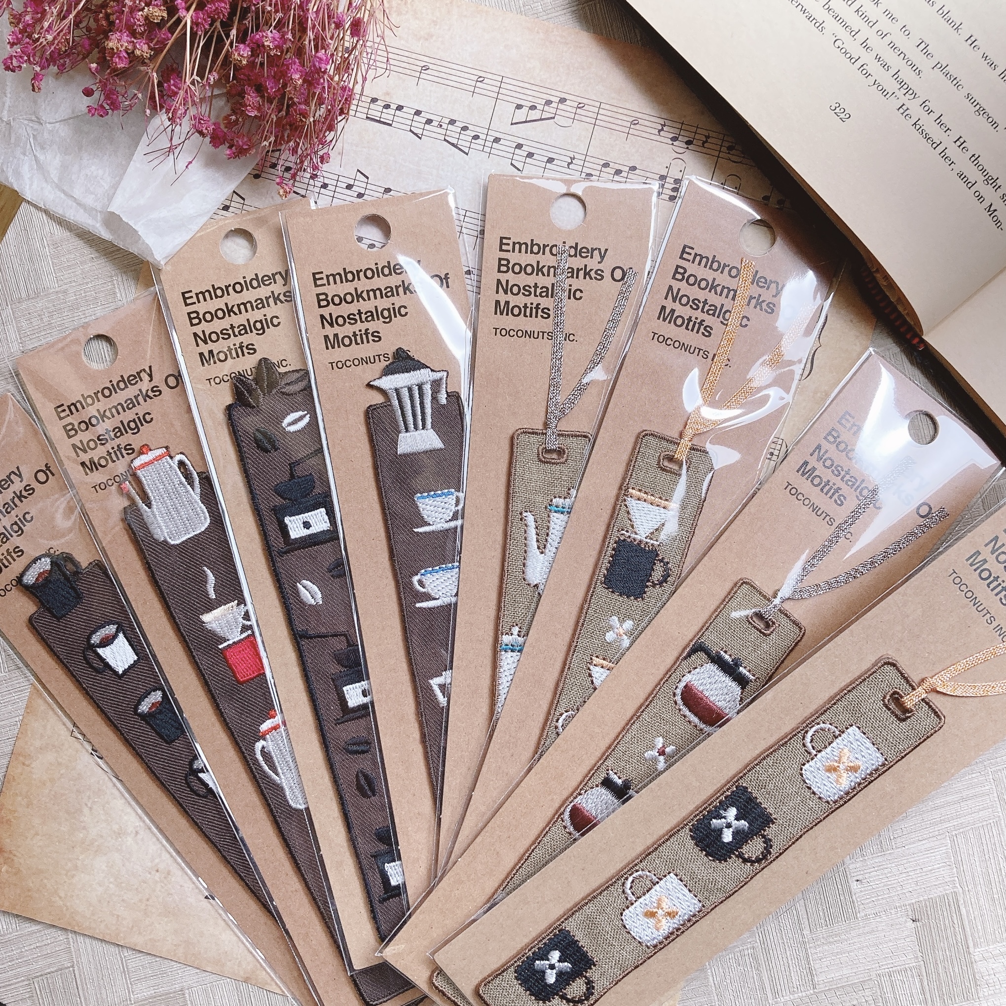 TOCONUTS｜咖啡系列  刺繡書籤（多款可選）