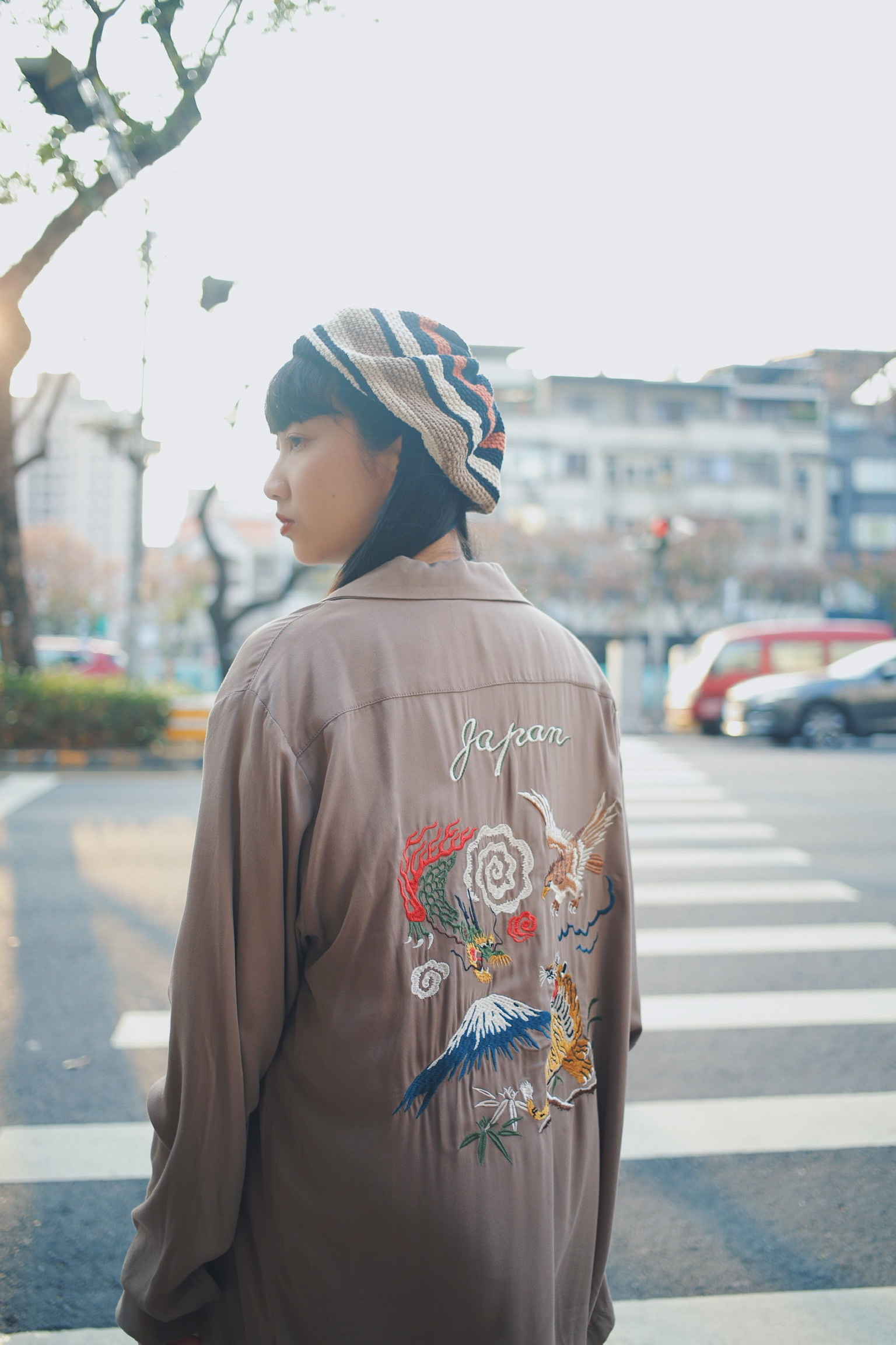 HOUSTON Japan Souvenir shirt /日本橫須賀刺繡長袖襯衫-灰