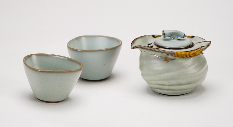 鹿港窯禮品館│汝窯茶具組(一夜致富)1壺2杯│品茶好幫手 居家開運生活用品