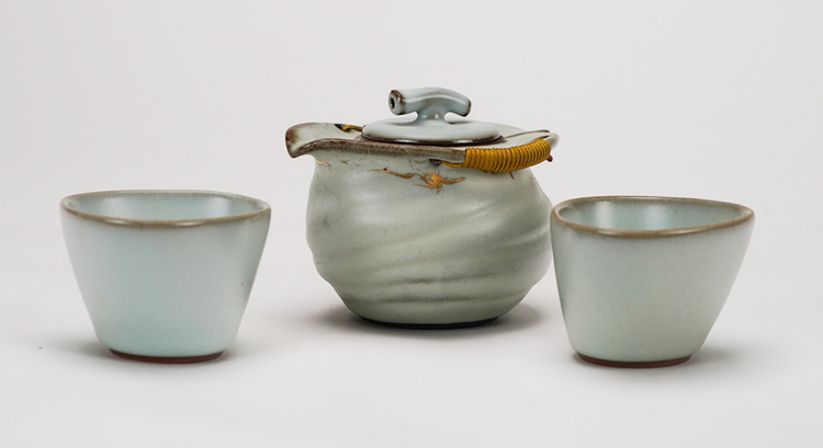 鹿港窯禮品館│汝窯茶具組(一夜致富)1壺2杯│品茶好幫手 居家開運生活用品