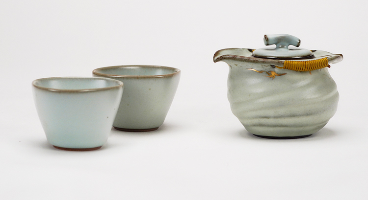 鹿港窯禮品館│汝窯茶具組(一夜致富)1壺2杯│品茶好幫手 居家開運生活用品