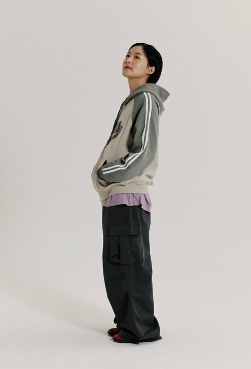 Phyps Department★韓国★STAR TAIL COLOR BLOCK HOODIE ZIP UP STAR TAIL COLOR BLOCK HOODIE ZIP UP BURGUNDY - PHYPS HOME