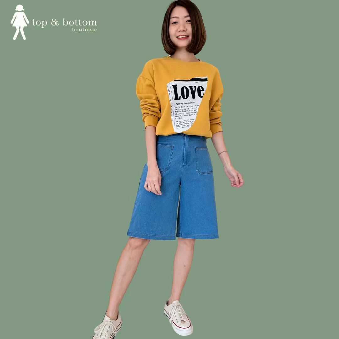 HIGH WAISTED DENIM BERMUDA