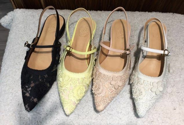 LB #37419 POINTED LOW PUMPS WITH LACE - Pink / 36