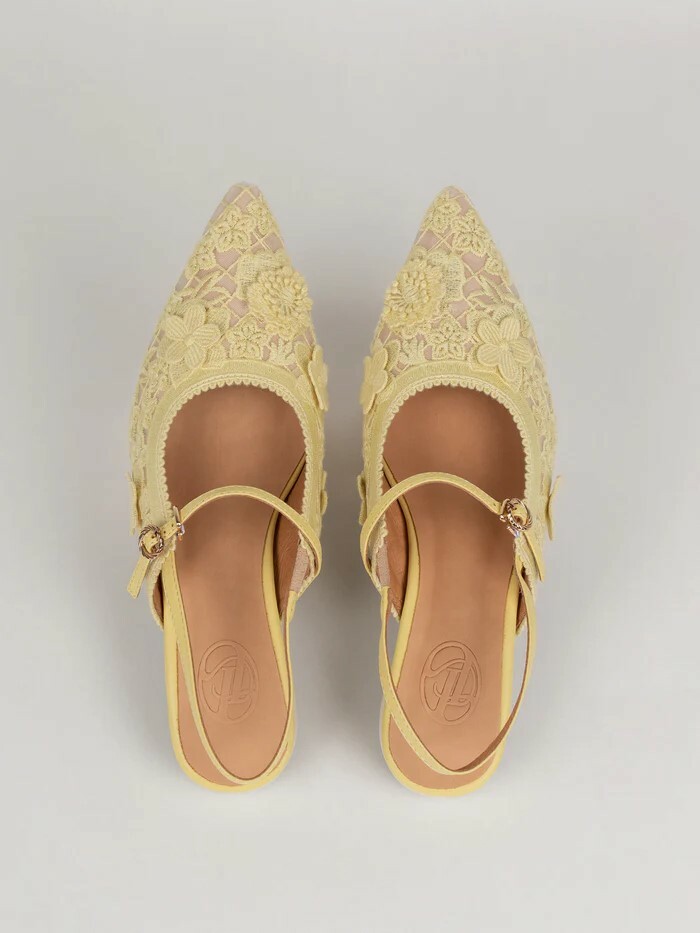 LB #37419 POINTED LOW PUMPS WITH LACE - Pink / 36